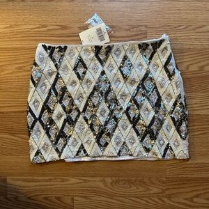 Boston Proper Diamond Sequin Mini Skirt size 8 BNWT